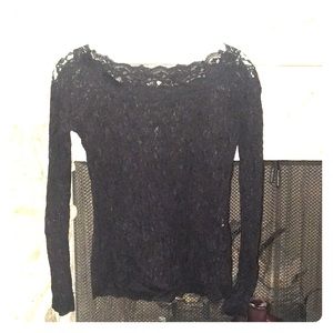 Black, lace long sleeve top